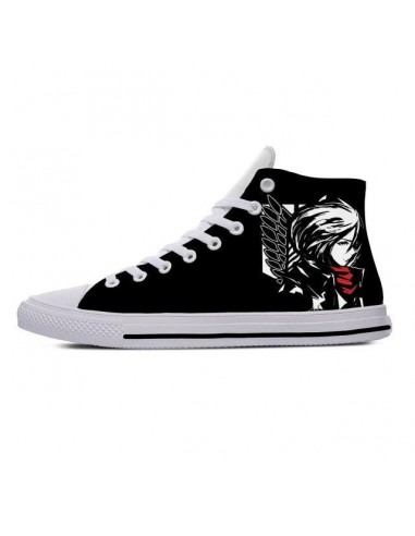 Chaussures Mikasa Ackerman Blason Attaque des Titans Baskets Fermées Converses En Toile Sneakers Adulte Homme Femme pas chere