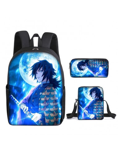 Cartable Giyu Demon Slayer Ensemble 3 Pièces hantent personnes